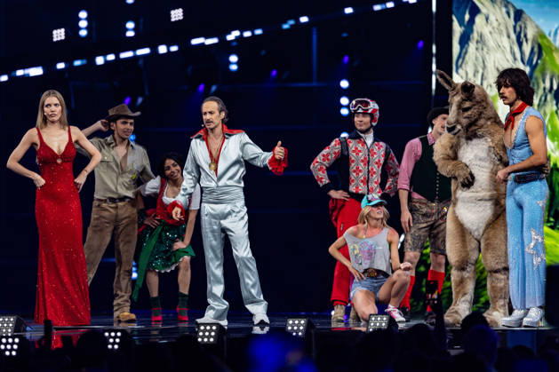 Eurovision Song Contest 2025 First Semi Final, 12 05 2026 VIENNA, AUSTRIA 12 MAY 2026 Image shows Austria vs Australia Eurovision interval act with Victoria Swarovski, Michael Ostrowski and Go Jo during Eurovision Song Contest 2025 First Semi Final at Wiener Stadthalle on 12 05 2026 in Vienna, Austria Vienna Wiener Stadthalle Austria Copyright: xBEAUTIFULxSPORTS Froehlichx