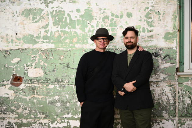 MELBOURNE DESIGN WEEK, Designers Jon Goulder (left) and Andrew Carvolth pose for a photo as part of the 100 Chairs exhibition during Melbourne Design Week, Melbourne, Wednesday, May 13, 2026. ( NO ARCHIVING MELBOURNE VICTORIA AUSTRALIA  Copyright: xJOELxCARRETTx 20260513195625522835