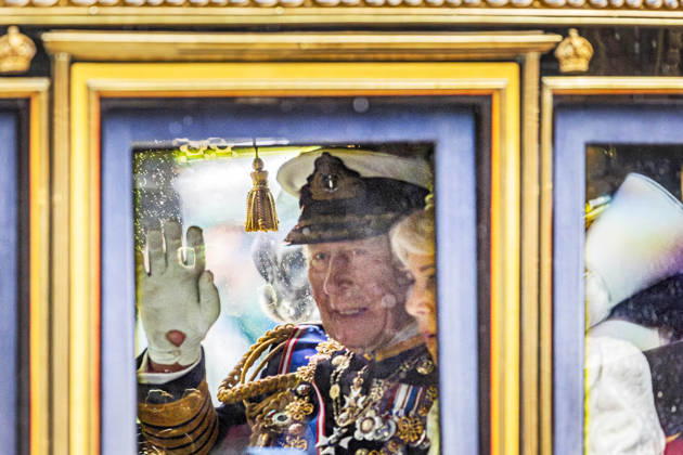 May 13, 2026, London, London, UK: London, UK. King Charles III and Queen Camilla ride The Irish State Coach on Whitehall in Westminster after the State Opening of Parliament. Today marks the formal start of the parliamentary year and sets out the government s agenda for the 2026-27 session, outlining proposed policies and legislation. London UK - ZUMAl94_ 20260513_zaf_l94_027 Copyright: xMarcinxNowakx
