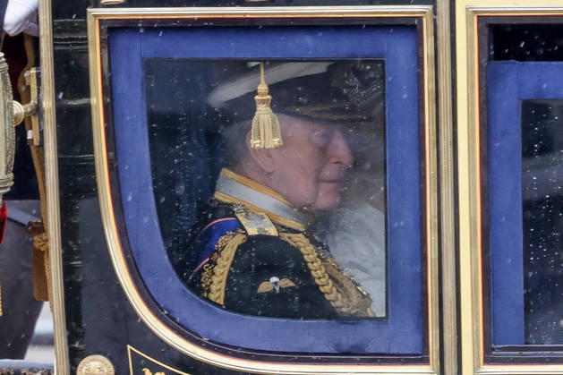 May 13, 2026, London, London, UK: London, UK. KING CHARLES III and QUEEN CAMILLA depart Buckingham Palace in the Diamond Jubilee State Coach to House of Lords in Westminster in London for The State Opening of Parliament and The Kingâ€⠢s Speech. The Kingâ€⠢s Speech marks the formal start of the parliamentary year and sets out the government s agenda for the 2026-27 session. London UK - ZUMAl94_ 20260513_zaf_l94_038 Copyright: xDinendraxHariax
