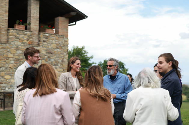 The Princess of Wales Visits Reggio Emilia in Northern Italy - Day Two 14 05 2026. Reggio Emilia, Italy. The Princess of Wales during a visit to a rural agriturismo to reflect on her experiences during the trip and celebrate the power of intergenerational connection. Her Royal Highness spent time with families from the surrounding area to explore how whole communities come together to support children as they grow. The Princess then joined the team at Al Vigneto in preparing lunch. Joining The Princess at the agriturismo were many of the individuals she met throughout her visit to Italy, representing the different organisations and voices she had encountered., Credit:Andrew Parsons Kensington Palace B66 Avalon Italy, Emilia-Romagna, Copyright: xAndrewxParsonsx xKensingtonxPalacex xB66x xAvalonx 1098940471