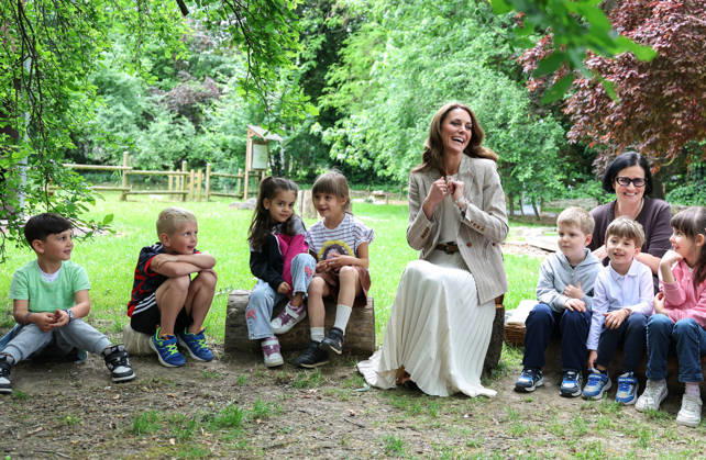 The Princess of Wales Visits Reggio Emilia in Northern Italy - Day Two 14 05 2026. Reggio Emilia, Italy. The Princess of Wales during a visit to the Salvador Allende pre?school to observe how nature?based learning is embedded within the Reggio Emilia Approach. Her Royal Highness spent time with children learning outdoors and met the educators whose commitment to nature shapes the design and ethos of the school. The Princess then joined a class of children for their outdoor morning assembly. Her Royal Highness also met an atelierista, who guided her around the grounds. The Princess then meet parents who volunteer at the school, to understand the strong community involvement that supports the pre-school., Credit:Andrew Parsons Kensington Pa Copyright: xAndrewxParsonsx xKensingtonxPalacex xB66x xAvalonx 1098940481