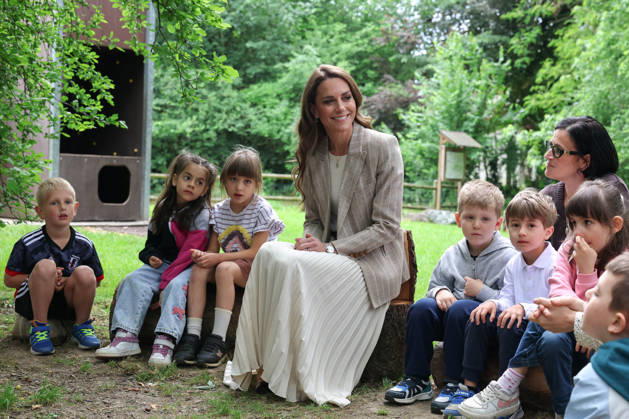 The Princess of Wales Visits Reggio Emilia in Northern Italy - Day Two 14 05 2026. Reggio Emilia, Italy. The Princess of Wales during a visit to the Salvador Allende pre‘school to observe how nature‘based learning is embedded within the Reggio Emilia Approach. Her Royal Highness spent time with children learning outdoors and met the educators whose commitment to nature shapes the design and ethos of the school. The Princess then joined a class of children for their outdoor morning assembly. Her Royal Highness also met an atelierista, who guided her around the grounds. The Princess then meet parents who volunteer at the school, to understand the strong community involvement that supports the pre-school., Credit:Andrew Parsons Kensingto Copyright: xAndrewxParsonsx xKensingtonxPalacex xB66x xAvalonx 1098940518