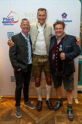 14 05 2026, from left to right Frank Scheppendahl, Lars Riedel , Francis Fulton Smith, Welcome Evening of Pferd International Munich at the event location The Resi at Viktualienmarkt in Munich