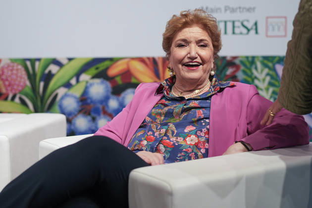 IPA84719549 - Turin. Second day of the 18th edition of the Turin International Book Fair entitled The World Saved by Kids. The fair will remain open from May 14 to 18, 2026 at Lingotto Fiere In the photo: Mara Maionchi  Copyright: xSalonexdelxLibrox xRiccardoxGiordanox 84719549