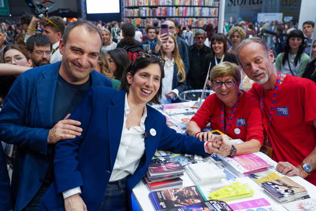 May 15, 2026, Turin, To, Italy: Democratic Party Secretary Elly Schlein and Turin Mayor Stefano Lorusso among the stands at the International Book Fair. Turin, May 15, 2026 Turin Italy  - ZUMAa289 20260515_zia_a289_044 Copyright: xSelenexDanielex xAgfx