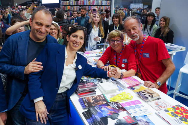 May 15, 2026, Turin, To, Italy: Democratic Party Secretary Elly Schlein and Turin Mayor Stefano Lorusso among the stands at the International Book Fair. Turin, May 15, 2026 Turin Italy  - ZUMAa289 20260515_zia_a289_031 Copyright: xSelenexDanielex xAgfx
