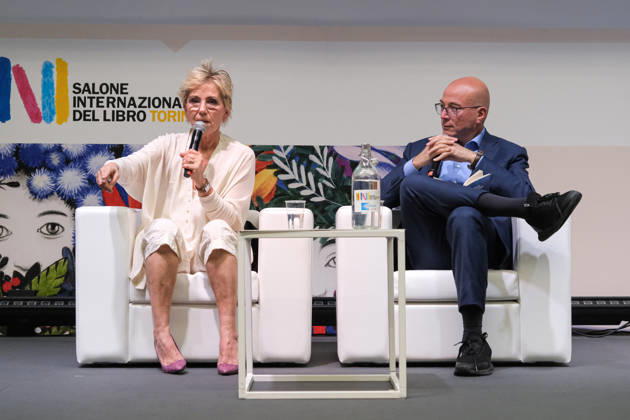 SalTo 26 - Salone Internazionale del Libro in Turin, Italy - May 15, 2026 Concita De Gregorio (L) and Aldo Cazzullo (R) attend during the SalTo 26 - Salone Internazionale del Libro at Lingotto Fiere. Turin Italy Copyright: xElenaxVizzocax xSOPAxImagesx EVIZZOCA-4710