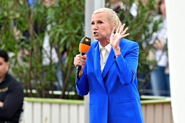 ZDF Fernsehgarten presenter Andrea Kiwi Kiewel during the ZDF entertainment show Fernsehgarten on 17 05 2026 in Mainz 20260517MWI121988