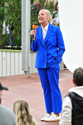 ZDF Fernsehgarten presenter Andrea Kiwi Kiewel during the ZDF entertainment show Fernsehgarten on 17 05 2026 in Mainz 20260517MWI122005