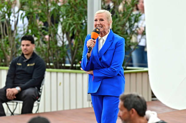 ZDF Fernsehgarten presenter Andrea Kiwi Kiewel during the ZDF entertainment show Fernsehgarten on 17 05 2026 in Mainz 20260517MWI122015