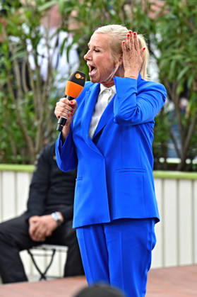 ZDF Fernsehgarten presenter Andrea Kiwi Kiewel during the ZDF entertainment show Fernsehgarten on 17 05 2026 in Mainz 20260517MWI122022