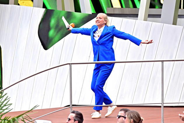 ZDF Fernsehgarten presenter Andrea Kiwi Kiewel during the ZDF entertainment show Fernsehgarten on 17 05 2026 in Mainz 20260517MWI122164