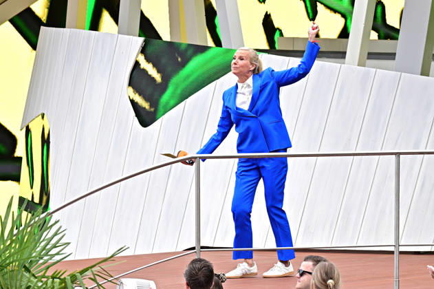 ZDF Fernsehgarten presenter Andrea Kiwi Kiewel during the ZDF entertainment show Fernsehgarten on 17 05 2026 in Mainz 20260517MWI122170