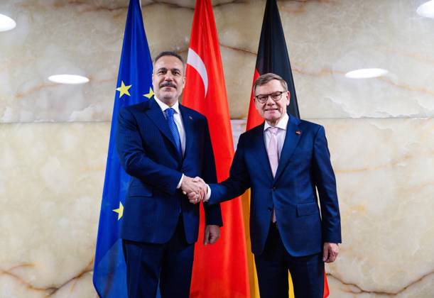 Turkish Foreign Minister Hakan Fidan in Berlin BERLIN, GERMANY - MAY 18: Turkish Foreign Minister Hakan Fidan (L) meets with German Foreign Minister Johann Wadephul (R) ahead of the Third Meeting of the Strategic Dialogue Mechanism between Turkiye and Germany in Berlin, the capital of Germany, on May 18, 2026. Murat Gok Anadolu Berlin Germany. Editorial use only. Please get in touch for any other usage.  Copyright: x2026xAnadoluxMuratxGokx