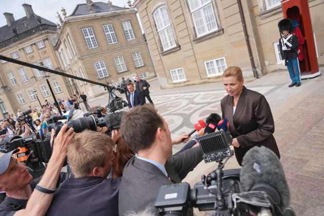 Denmark Politics Acting Prime Minister Mette Frederiksen after her visit to the King at Amalienborg Palace in Copenhagen, Denmark, Saturday, May 23, 2026 After Saturday s royal round, it is clear that acting Prime Minister Mette Frederiksen S is once again the royal investigator pointed to form a new Danish government , Copenhagen Denmark  Copyright: EmilxHelmsx spdk20260523-142144-L