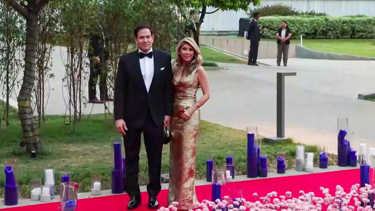 RECORD DATE NOT STATED U.S. Secretary of State Marco Rubio and his wife Jeanette D. Rubio walk the red carpet at the Roosevelt House reception New Delhi, May 23 (ANI): U.S. Secretary of State Marco Rubio and his wife Jeanette D. Rubio walk the red carpet at the Roosevelt House reception hosted by US Ambassador Sergio Gor, in New Delhi on Saturday. (ANI Video Grab) NEW DELHI Delhi India Copyright: xANIx ANI_20260523446