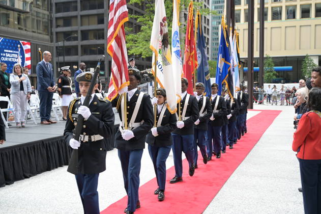 Chicago Memorial Day Parade CHICAGO, ILLINOIS - MAY 23: The Chicago Memorial Day Parade proceeds through the city center, with participants carrying American flags and marching in formation on Saturday, May 23, 2026. The event, held each year before Memorial Day, pays solemn tribute to the men and women of the U.S. Armed Forces who made the ultimate sacrifice. Jacek Boczarski Anadolu Illinois United States. Editorial use only. Please get in touch for any other usage.  Copyright: x2026xAnadoluxJacekxBoczarskix
