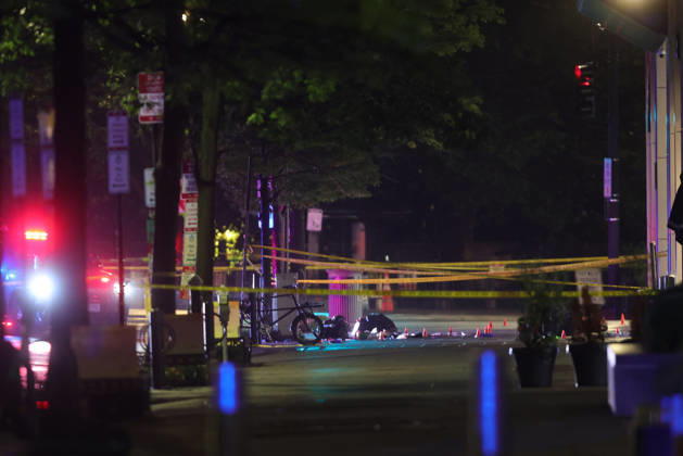 WASHINGTON, D.C. MAY 23: Police Officers investigate after shots were fired after a suspect approached a security checkpoint near the White House and began firing at officers and later died at a hospital near by after being shot by Secret Service officers on May 23, 2026 in Washington, D.C. Copyright: xmpi34 MediaPunchx