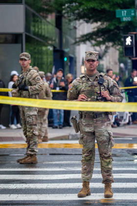 May 23, 2026, Washington, Dc, USA: Members of the National Guard stand guard near the site where a gunman fired a volley of shots near the White House before being shot and fatally wounded by U.S. Secret Service police officers. Another person was injured, according to law enforcement officials. Washington, DC, May 23, 2026. Photo: Zuma Press Washington USA - ZUMAmj3_ 20260523_zaf_mj3_011 Copyright: xJayxMallinx