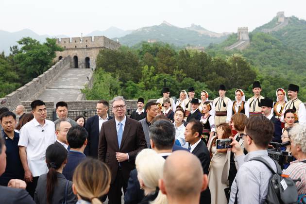 BEIJING, CHINA - MAY 24: Serbian President Aleksandar Vucic visits the Badaling Great Wall on May 24, 2026 in Beijing, China. Serbian President Aleksandar Vucic arrived in Beijing on May 24 for his first state visit to China that will run through May 28. Aleksandar Vucic visited the Great Wall shortly after his arrival. Copyright: xChinaxNewsxServicex 111643953780