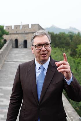 BEIJING, CHINA - MAY 24: Serbian President Aleksandar Vucic visits the Badaling Great Wall on May 24, 2026 in Beijing, China. Serbian President Aleksandar Vucic arrived in Beijing on May 24 for his first state visit to China that will run through May 28. Aleksandar Vucic visited the Great Wall shortly after his arrival. Copyright: xChinaxNewsxServicex 111643953782