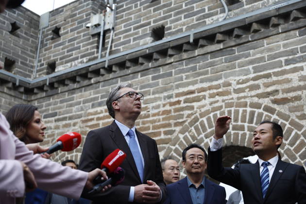 BEIJING, CHINA - MAY 24: Serbian President Aleksandar Vucic visits the Badaling Great Wall on May 24, 2026 in Beijing, China. Serbian President Aleksandar Vucic arrived in Beijing on May 24 for his first state visit to China that will run through May 28. Aleksandar Vucic visited the Great Wall shortly after his arrival. Copyright: xChinaxNewsxServicex 111643953855