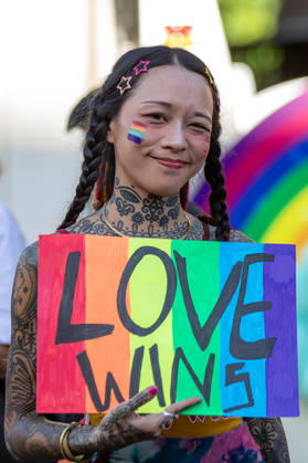 The Chiang Mai Pride Parade 2026 celebrations in Chiang Mai, Thailand - 24 May 2026 A participant holds a placard during he Chiang Mai Pride Parade 2026 celebrations. The Chiang Mai Pride Parade 2026 took place in Chiang Mai, Thailand. Chiang Mai province holds Thailandís first Pride Month celebrations annually, promoting gender equality, diversity, and human rights as part of Pride Month activities in northern Thailand. Chiang Mai Thailand Copyright: xPongmanatxTasirix xSOPAxImagesx PTASIRI240526DxII9456