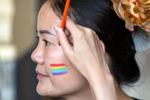 The Chiang Mai Pride Parade 2026 celebrations in Chiang Mai, Thailand - 24 May 2026 A participant has a rainbow flag painted on her cheek before joining The Chiang Mai Pride Parade 2026 celebrations. The Chiang Mai Pride Parade 2026 took place in Chiang Mai, Thailand. Chiang Mai province holds Thailandís first Pride Month celebrations annually, promoting gender equality, diversity, and human rights as part of Pride Month activities in northern Thailand. Chiang Mai Thailand Copyright: xPongmanatxTasirix xSOPAxImagesx PTASIRI240526DxII9551