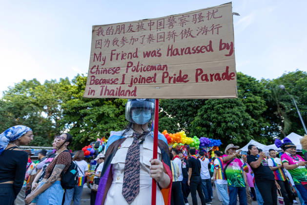 The Chiang Mai Pride Parade 2026 celebrations in Chiang Mai, Thailand - 24 May 2026 A participant holds a handmade placard during The Chiang Mai Pride Parade 2026 celebrations. The Chiang Mai Pride Parade 2026 took place in Chiang Mai, Thailand. Chiang Mai province holds Thailandís first Pride Month celebrations annually, promoting gender equality, diversity, and human rights as part of Pride Month activities in northern Thailand. Chiang Mai Thailand Copyright: xPongmanatxTasirix xSOPAxImagesx PTASIRI240526R6II7096