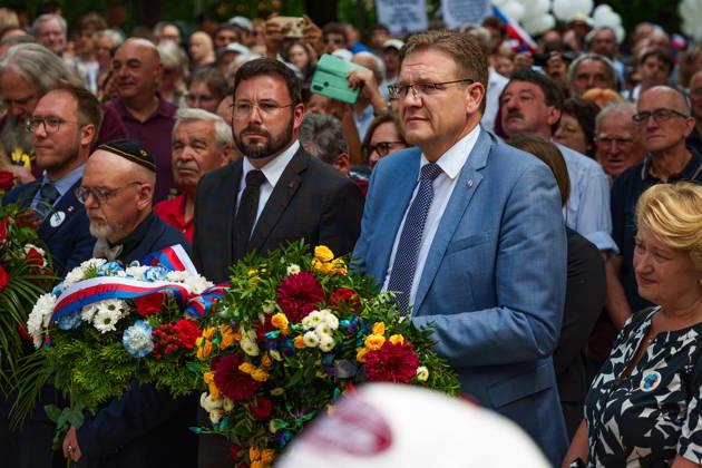 May 25, 2026, Brno, South Moravia, Czech Republic: Deputy Chairman of the Sudeten German Landsmannschaft STEFFEN HORTLER (Right) during a commemorative ceremony honoring the victims of Nazism in Brno, Czech Republic, on May 25, 2026. The 76th Congress of Sudeten Germans took place in Brno, Czech Republic, from May 22 to 25, 2026, marking the first time the event was held in the country. Brno Czech Republic - ZUMAc315 20260525_zsp_c315_015 Copyright: xMichaelxCabalx