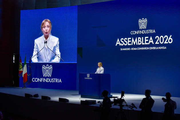 May 26, 2026, Rome, Rome, Italy: President of the Council of Ministers Giorgia Meloni speaks during the Confindustria Annual Assembly in Rome on May 26, 2026 Rome Italy - ZUMAn299 20260526_zip_n299_008 Copyright: xVincenzoxNuzzolesex