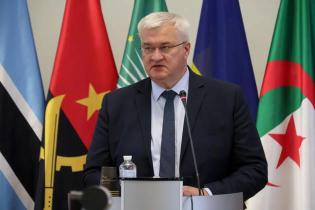 RECORD DATE NOT STATED Ukrainian Foreign Minister Andrii Sybiha delivers a speech during the forum Ukraine–Africa: Past, Present and Future of Relations, organized to mark Africa Day 2026 in Ukraine at the Hennadii Udovenko Diplomatic Academy of Ukraine under the Ministry of Foreign Affairs, Kyiv, Ukraine, on May 26, 2026 (Photo by Pavlo Bahmut Ukrinform) Forum Ukraine–Africa Past, Present and Future of Relations held in Kyiv  Copyright: xPavloxBahmutx
