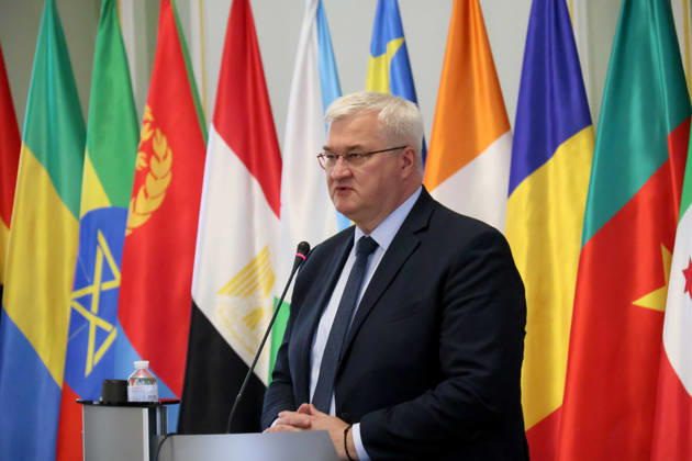 Forum Ukraine Africa Past, Present and Future of Relations held in Kyiv Ukrainian Foreign Minister Andrii Sybiha delivers a speech during the forum Ukraine Africa: Past, Present and Future of Relations, organized to mark Africa Day 2026 in Ukraine at the Hennadii Udovenko Diplomatic Academy of Ukraine under the Ministry of Foreign Affairs, Kyiv, Ukraine, on May 26, 2026, Credit:Pavlo Bahmut Ukrinform Avalon Ukraine, Kyiv  Copyright: xPavloxBahmutx xUkrinformx xAvalonx 1105811955