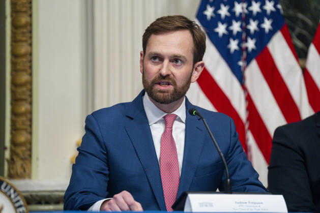Chairman of the Federal Trade Commission and Anti-Fraud Task Force Vice Chair Andrew Ferguson speaks during a roundtable on anti-fraud initiatives in the Indian Treaty Room in the Eisenhower Executive Building near the White House in Washington, DC on Tuesday, May 26, 2026.  WAP20260526308 BONNIExCASH