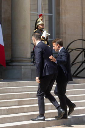 Le Président de la République Emmanuel Macron reçoit Milojko Spajic, Premier ministre du Monténégro, au palais de lElysée à Paris, le 27 mai 2026 Tophaine Lebely Bestimage President Emmanuel Macron receives Milojko Spajic, Prime Minister of Montenegro, at the Elysée Palace in Paris, on May 27, 2026 Paris France  Copyright: xTiphainexLebelyx xBestimagexTiphainexLebelyx xBestimagex