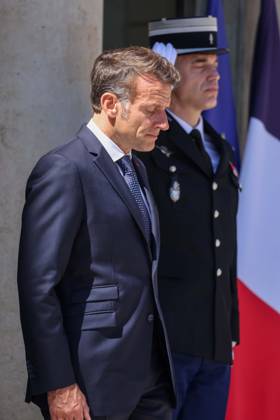 Paris, France le 27 mai 2026 - Le President de la Republique Emmanuel Macron recoit M. Milojko Spajic, Premier ministre du Montenegro au Palais de l Elysee - The President of the Republic Emmanuel Macron receives Mr. Milojko Spajic, Prime Minister of Montenegro at the Elysee Palace  Copyright: xSebastienxTOUBONx