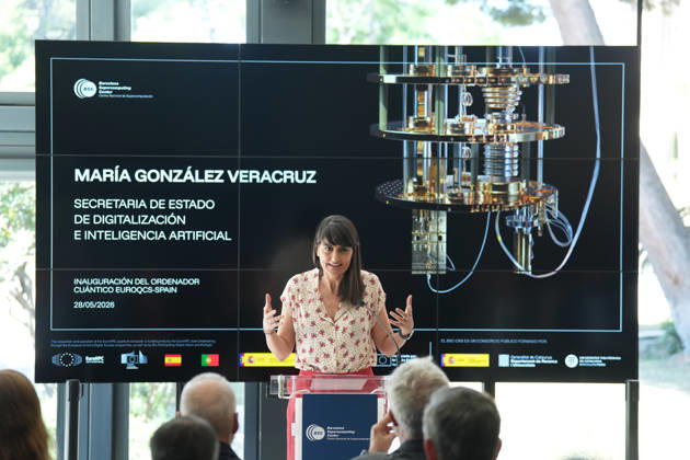The Barcelona Supercomputing Center presents in Barcelona the MareNostrum Ona quantum computer The Secretary of State for Digitalization and AI, María González Veracruz, during the official presentation ceremony and subsequent attention to the media, at the facilities of the Plaza Eusebi Güell, on May 28, 2026, in Barcelona, Catalonia Spain The technical and institutional meeting brings together the Minister of Research of the Generalitat, the Secretaries of State for Science and Digitalization, the Director of the BSC and the Rector of the UPC to present the operational capabilities of this advanced computing infrastructure, a milestone that reinforces the scientific leadership of the region in the development of technological sovereignty Copyright: xDavidxZorrakinox 7556301