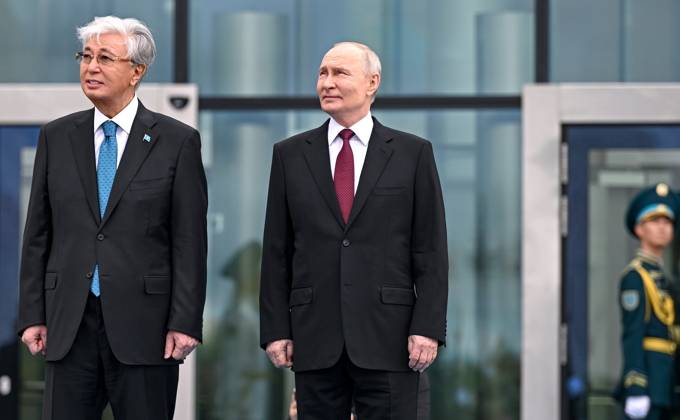Russian President Vladimir Putin held talks with Kazakh President Kassym-Jomart Tokayev at the Palace of Independence in Astana Russian President Vladimir Putin held talks with Kazakh President Kassym-Jomart Tokayev at the Palace of Independence in Astana, Kazakhstan, on May 28, 2026, to discuss bilateral relations, regional issues, and cooperation between the two countries. Photo by Russian President official apaimages Russia Russia Russian Federation 280526_Kazakhstan_RPO_00(36) Copyright: xapaimagesxRussianxxPresidentxofficialx xapaimagesx