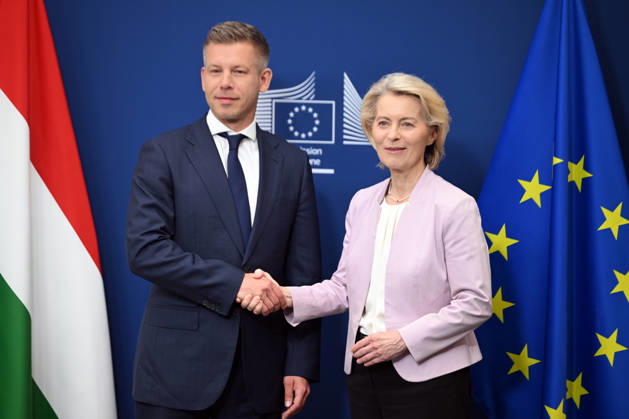Peter Magyar meets Ursula von der Leyen in Brussels BRUSSELS, BELGIUM - MAY 29: Hungarian Prime Minister Peter Magyar (L) meets with European Commission President Ursula von der Leyen (R) in Brussels, Belgium, on May 29, 2026. Dursun Aydemir Anadolu Brussels Belgium. Editorial use only. Please get in touch for any other usage. Copyright: x2026xAnadoluxDursunxAydemirx