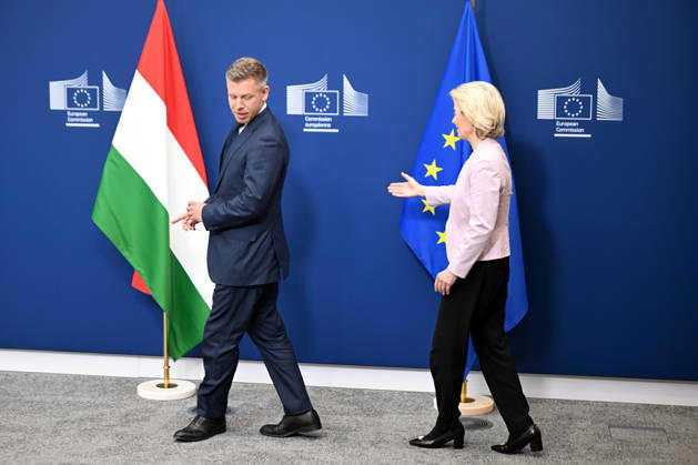 Peter Magyar meets Ursula von der Leyen in Brussels BRUSSELS, BELGIUM - MAY 29: Hungarian Prime Minister Peter Magyar (L) meets with European Commission President Ursula von der Leyen (R) in Brussels, Belgium, on May 29, 2026. Dursun Aydemir Anadolu Brussels Belgium. Editorial use only. Please get in touch for any other usage. Copyright: x2026xAnadoluxDursunxAydemirx