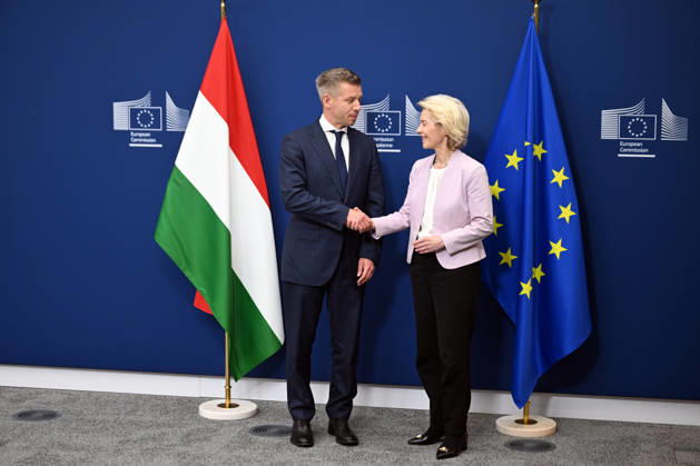 Peter Magyar meets Ursula von der Leyen in Brussels BRUSSELS, BELGIUM - MAY 29: Hungarian Prime Minister Peter Magyar (L) meets with European Commission President Ursula von der Leyen (R) in Brussels, Belgium, on May 29, 2026. Dursun Aydemir Anadolu Brussels Belgium. Editorial use only. Please get in touch for any other usage. Copyright: x2026xAnadoluxDursunxAydemirx