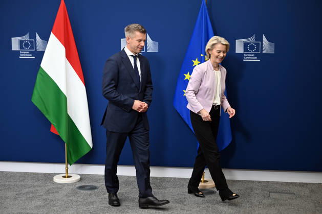 Peter Magyar meets Ursula von der Leyen in Brussels BRUSSELS, BELGIUM - MAY 29: Hungarian Prime Minister Peter Magyar (L) meets with European Commission President Ursula von der Leyen (R) in Brussels, Belgium, on May 29, 2026. Dursun Aydemir Anadolu Brussels Belgium. Editorial use only. Please get in touch for any other usage. Copyright: x2026xAnadoluxDursunxAydemirx