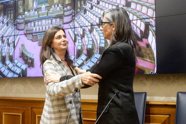 IPA85160396 - Rome Senate presentation of UN special rapporteur s report on the occupied Palestinian territories, pictured Francesca Albanese Laura Boldrini Copyright: xSTEFANOxCAROFEIx xSTEFANOxCAROFEIx xFOTOGRAMMAx 85160396