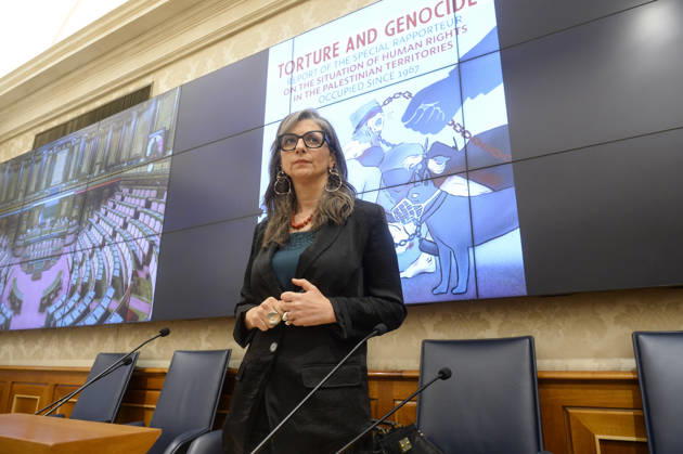 IPA85160415 - Rome Senate presentation of UN special rapporteur s report on the occupied Palestinian territories, pictured is Francesca Albanese Copyright: xSTEFANOxCAROFEIx xSTEFANOxCAROFEIx xFOTOGRAMMAx 85160415