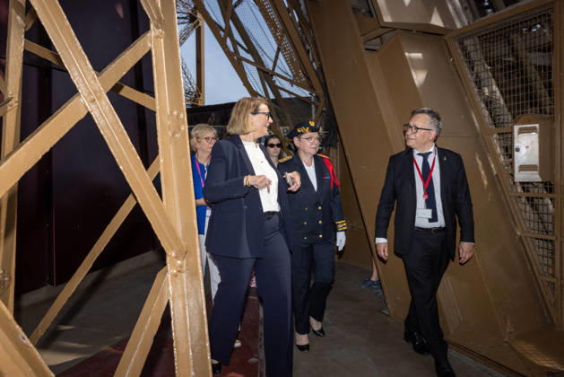 Welcoming Ceremony for French Citizenship At Eiffel Tower - Paris Marie-Pierre Vedrenne (Minister Delegate to the Minister of the Interior, in charge of Citizenship) and Patrick Branco-Ruivo (Director of the Eiffel tower) at the Tour Eiffel, for welcoming ceremony for French citizenship chaired by Mrs.Marie Pierre Vedrenne, Minister Delegate to the Minister of the Interior, in charge of Citizenship Paris, France May 29, 2026. Photo by Franck Derouda ABACAPRESS.COM Paris Eiffel Tower France  Copyright: xFranckxDerouda ABACAx