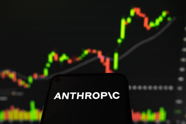 Anthropic The Anthropic logo appears on a smartphone screen, and a stock exchange curve chart displays as the background on a laptop computer screen in Athens, Greece, on May 29, 2026. Anthropic secures $65 billion in funding at a $965 billion post-money valuation in its latest funding round, potentially marking the AI startup s final private fundraising before entering public markets. Athens Greece  Copyright: xNikolasxKokovlisx originalFilename: kokovlis-notitle260529_npoN0.jpg