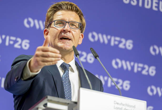 Marcin Piatkowski OWF26 EUR, Germany, Berlin, 31 05 2026 Prof. Marcin Piatkowski from the University of Warsaw to the conference of the East German Economic Forum under the motto A new Un order, what role does Germany and Europe play in global system competition East Germany is the focus as a region The transformation i