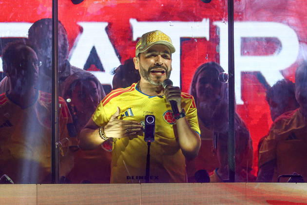 Far-right candidate Abelardo De La Espriella celebrates advancing to the runoff in Colombia BARRANQUILLA, COLOMBIA - MAY 31: Colombian presidential candidate Abelardo De La Espriella, a far-right figure, addresses his supporters after the announcement of the results of the first round of the presidential elections in Barranquilla, Colombia, on May 31, 2026. Abelardo de la Espriella will advance to a runoff against leftist Ivan Cepeda on June 21. Lucas Aguayo Araos Anadolu Barranquilla Colombia. Editorial use only. Please get in touch for any other usage.  Copyright: x2026xAnadoluxLucasxAguayoxAraosx