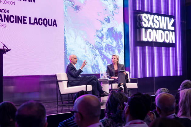 SWSX London 2026 Welcome Address at SXSW London Stage with Mayor of London Sadiq Khan, Francine Lacqua and Patrick Moore, Credit:Ewelina Stachurska Show Me You Ewelina Stachurska Avalon United Kingdom, London, Shoreditch  Copyright: xEwelinaxStachurskaxShowxMexYoux xEwelinaxStachurskax xAvalonx 1107129302